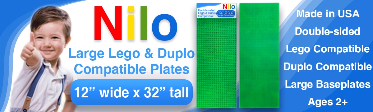 Buy 2 Green 2-Sided Base Plates for Lego & Duplo Builds by Nilo