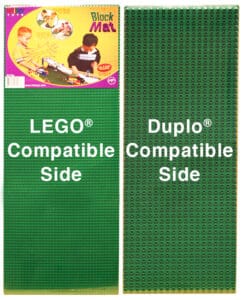 Two Green Lego Duplo Base plates that are double-sided