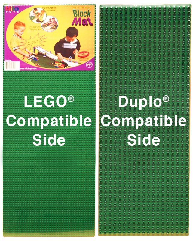 Two Green Lego Duplo Base plates that are double-sided