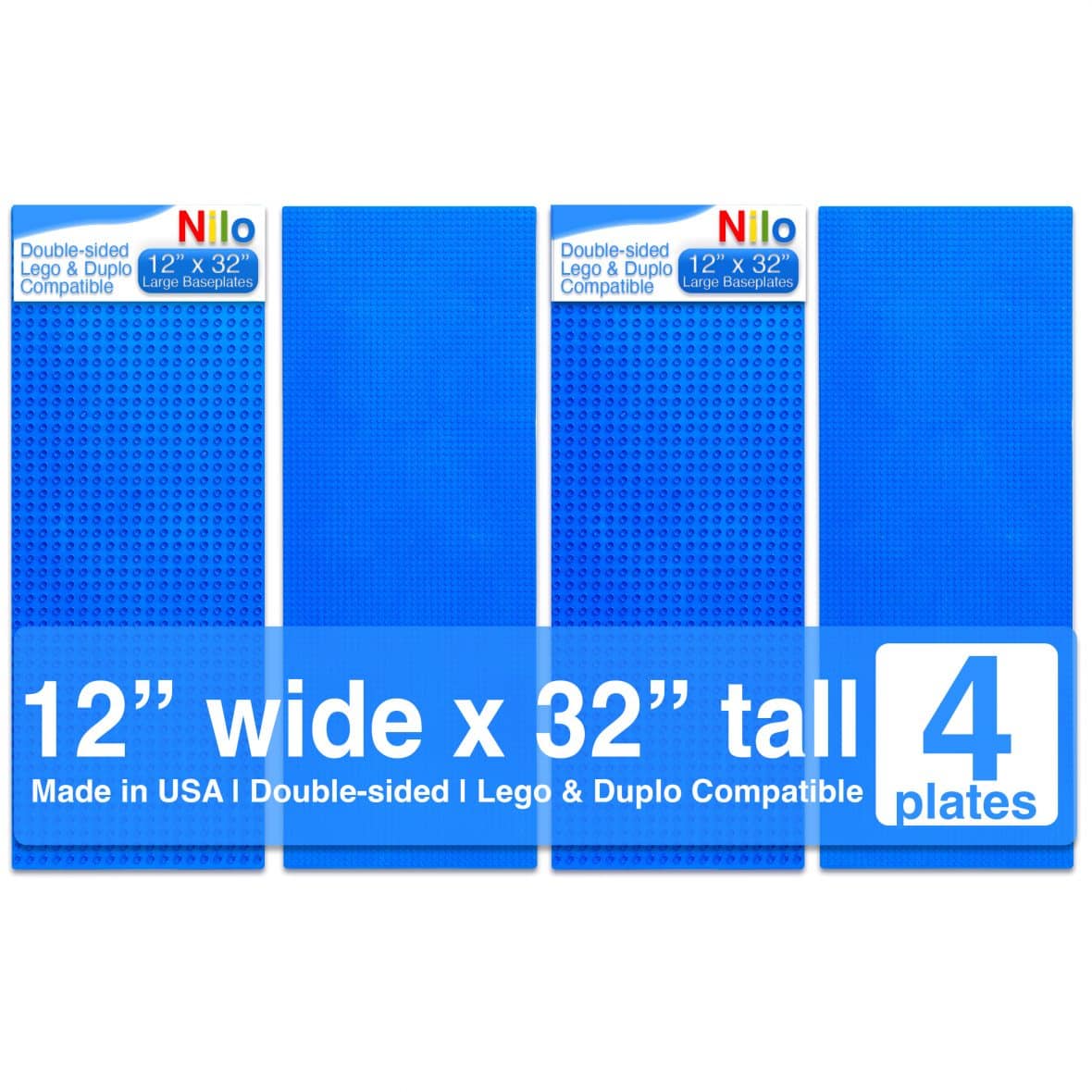 Four Blue Nilo® Baseplates (Compatible with Lego/Duplo®)