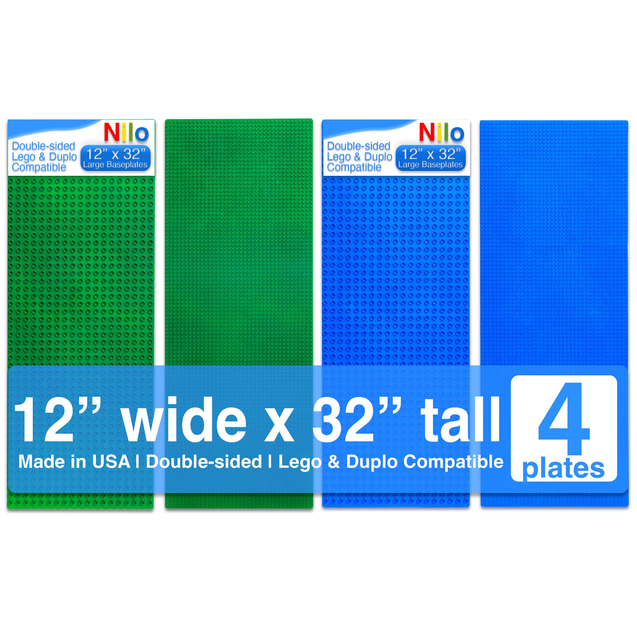 Green & Blue Nilo® 2-Sided Lego Duplo Compatible Baseplates