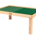 large childrens play table shown with green nilo lego duplo compatible baseplate mats