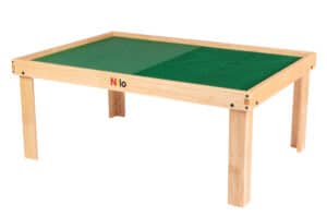 large childrens play table shown with green nilo lego duplo compatible baseplate mats