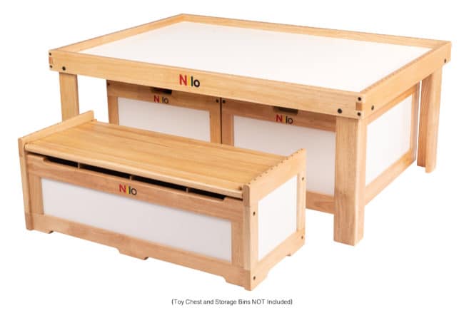 train table with storage bins