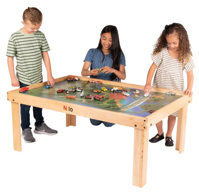 Kids playing with toy cars on the Nilo Large Childrens play table & Nilo Graphic play mat., Play mat, activity mat