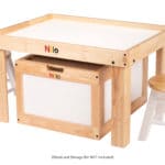 Small Activity Table showing Stools and Storage Bin