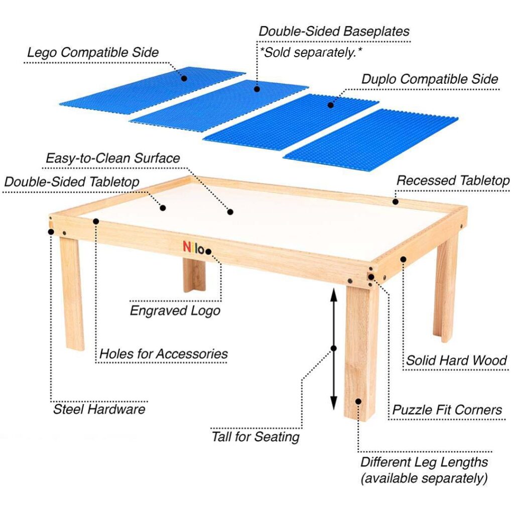 Large Activity Lego Duplo Table, kids play table, baseplates, building brick plates, toy table, activity table for kids, activity table, kids table, toy table