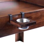 The nilo wine glass holder shown mounted on the Nilo master table in dark walnut stain