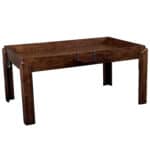 The Nilo Master Table and flip shelf in dark walnut stain.