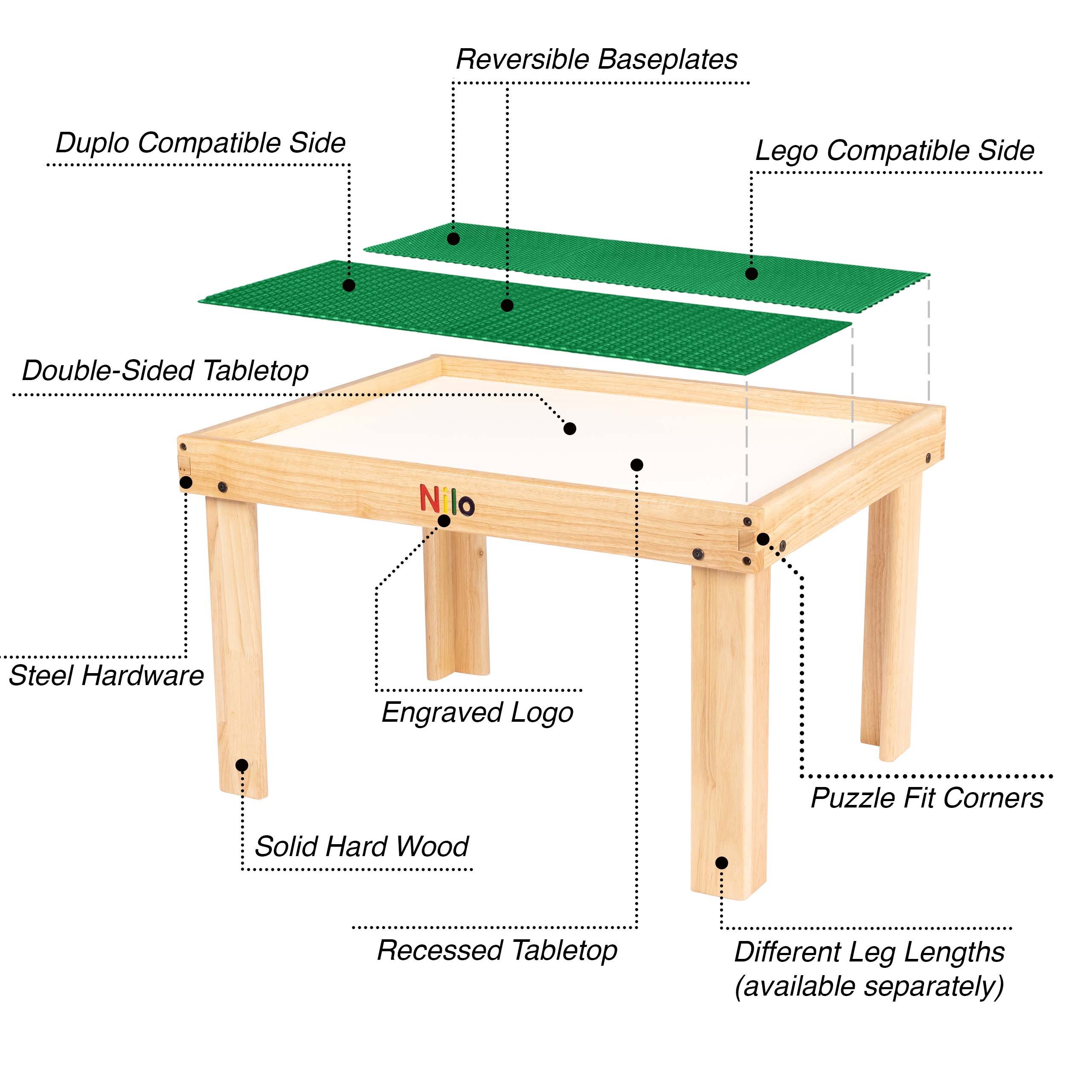 small play table with green baseplates