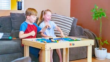 lego brick building table and baseplates
