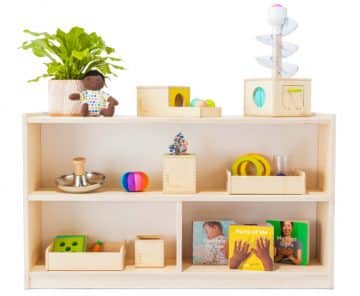 rotating toys, montessori shelf, toy rotation for kids
