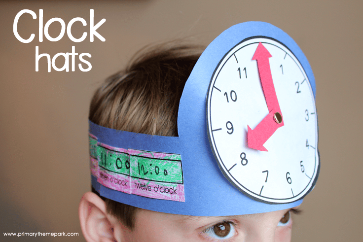paper clock hat activity, paper headband clock, teach kids to tell time, teaching children to tell time, teach telling time to your kids, how to teach time