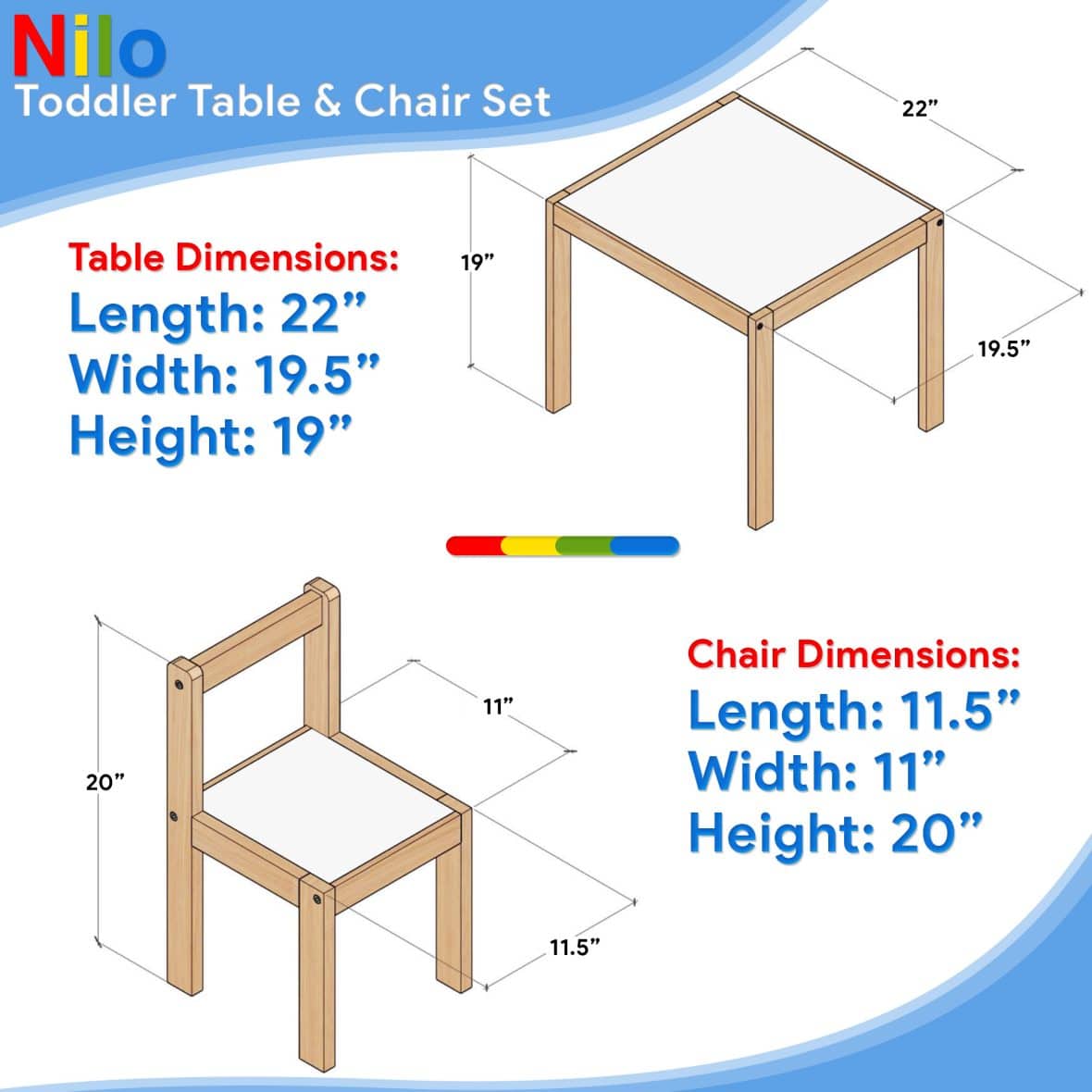 toddler table and chair set dimensions